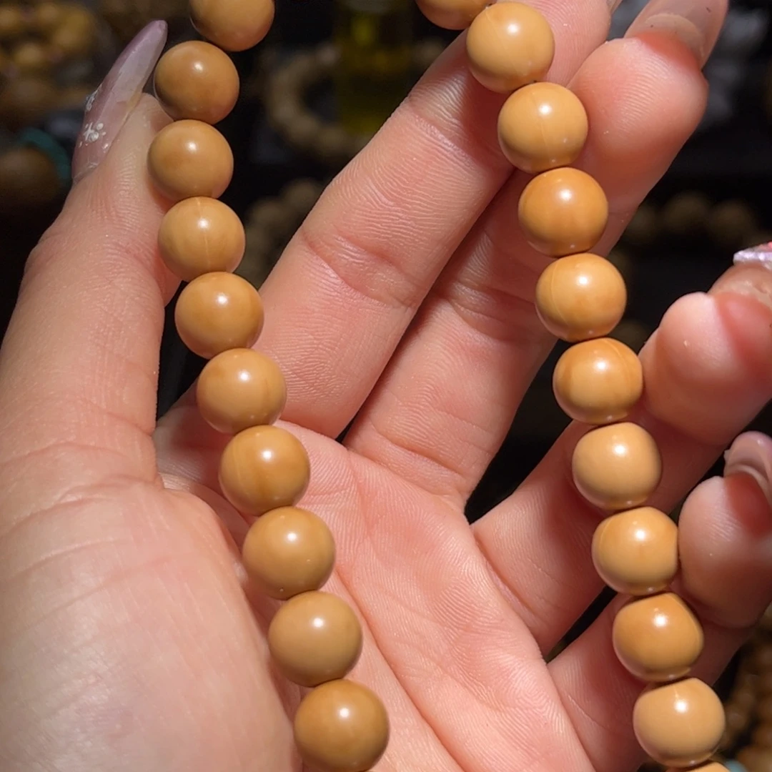 吊坠猴头核桃9.5龙岩料雕刻正圆光珠手串全品无瑕无药