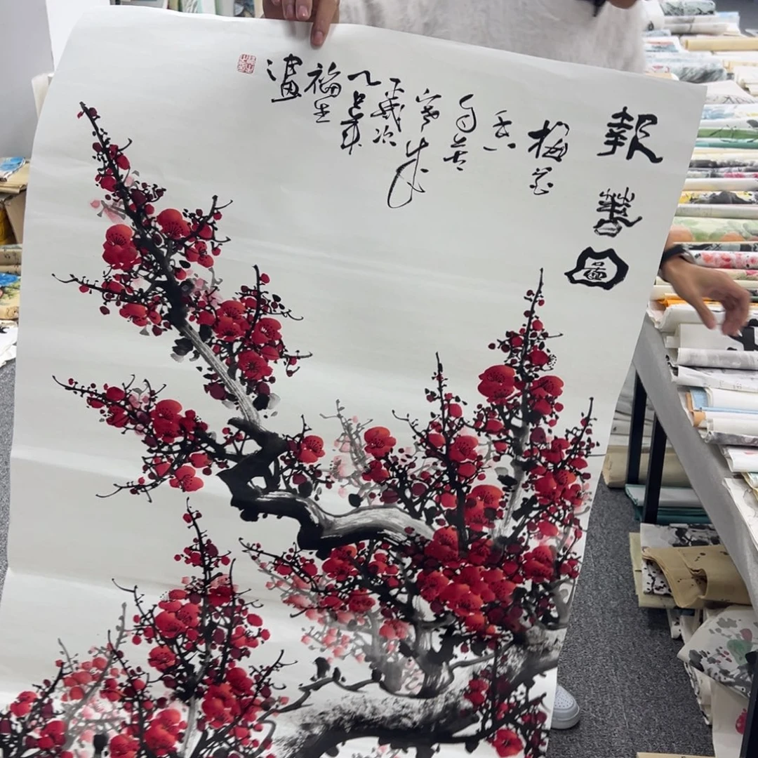 国画卖字画的小男孩