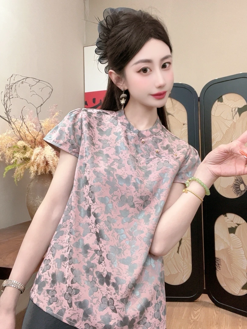 【漫漫】2025夏季新款减龄百搭显瘦新中式短袖女日常宽松