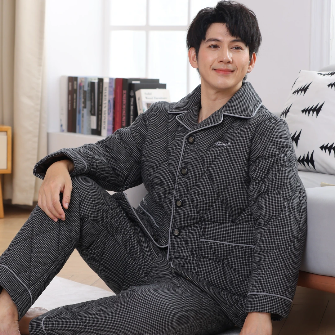 【1206冬季新款特厚睡衣】男士冬季加绒加厚夹棉加大睡衣套装礼物