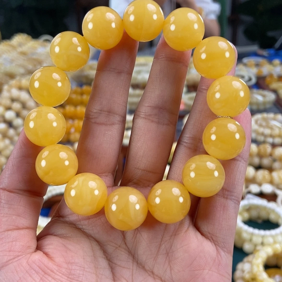 未镶嵌琥珀手链花***.16同料鸡油黄圆珠35.13