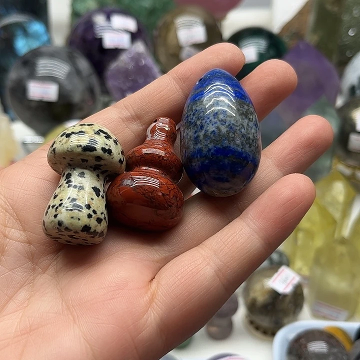 嗨***七水晶珠宝半成品未镶嵌86克蘑菇葫芦蛋