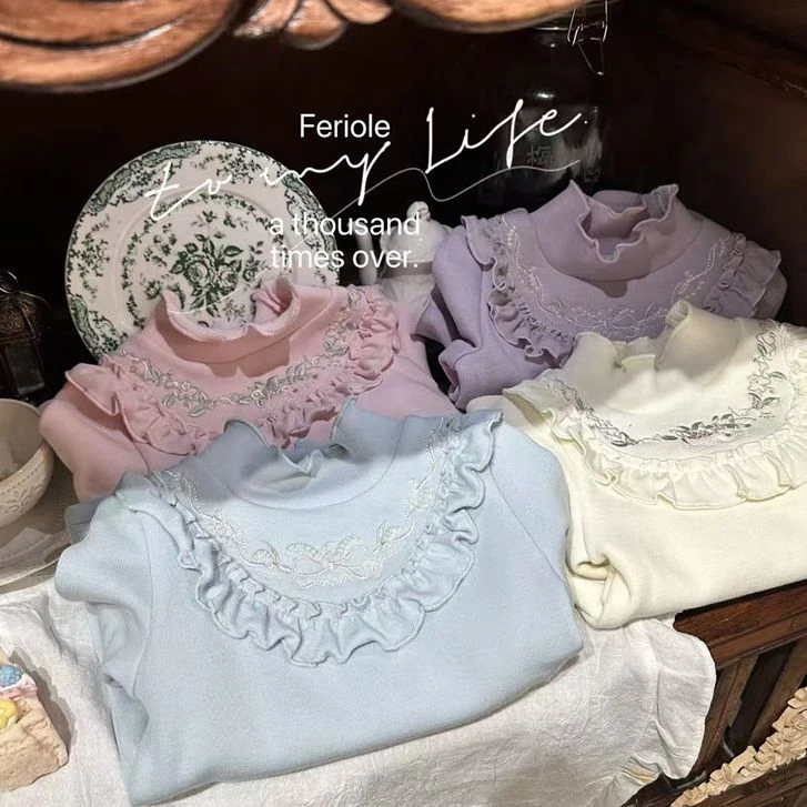 FLL·25冬~木耳边绣花T恤53596（童装汉服）