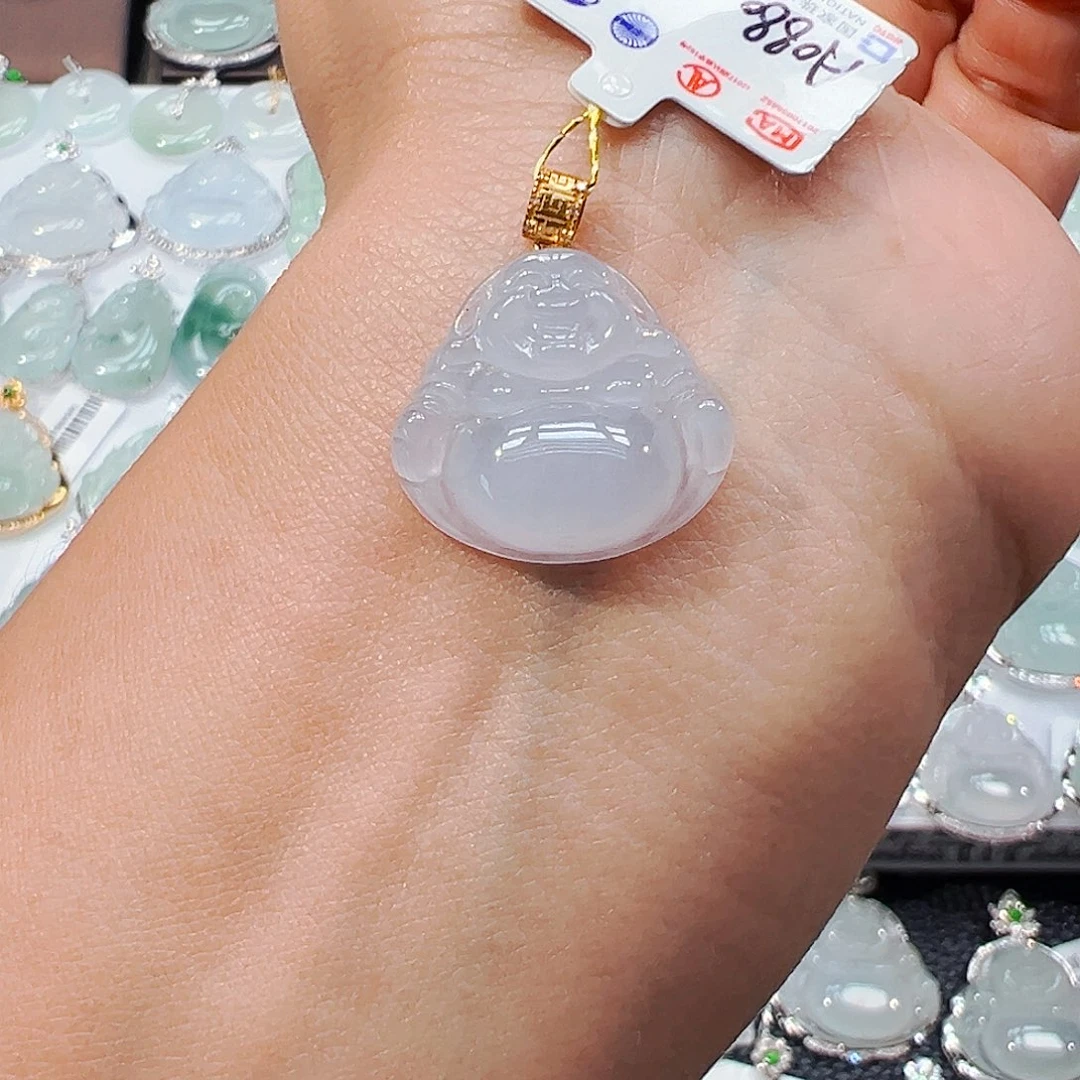 吊坠(不含链)18K金镶嵌翡翠佛公