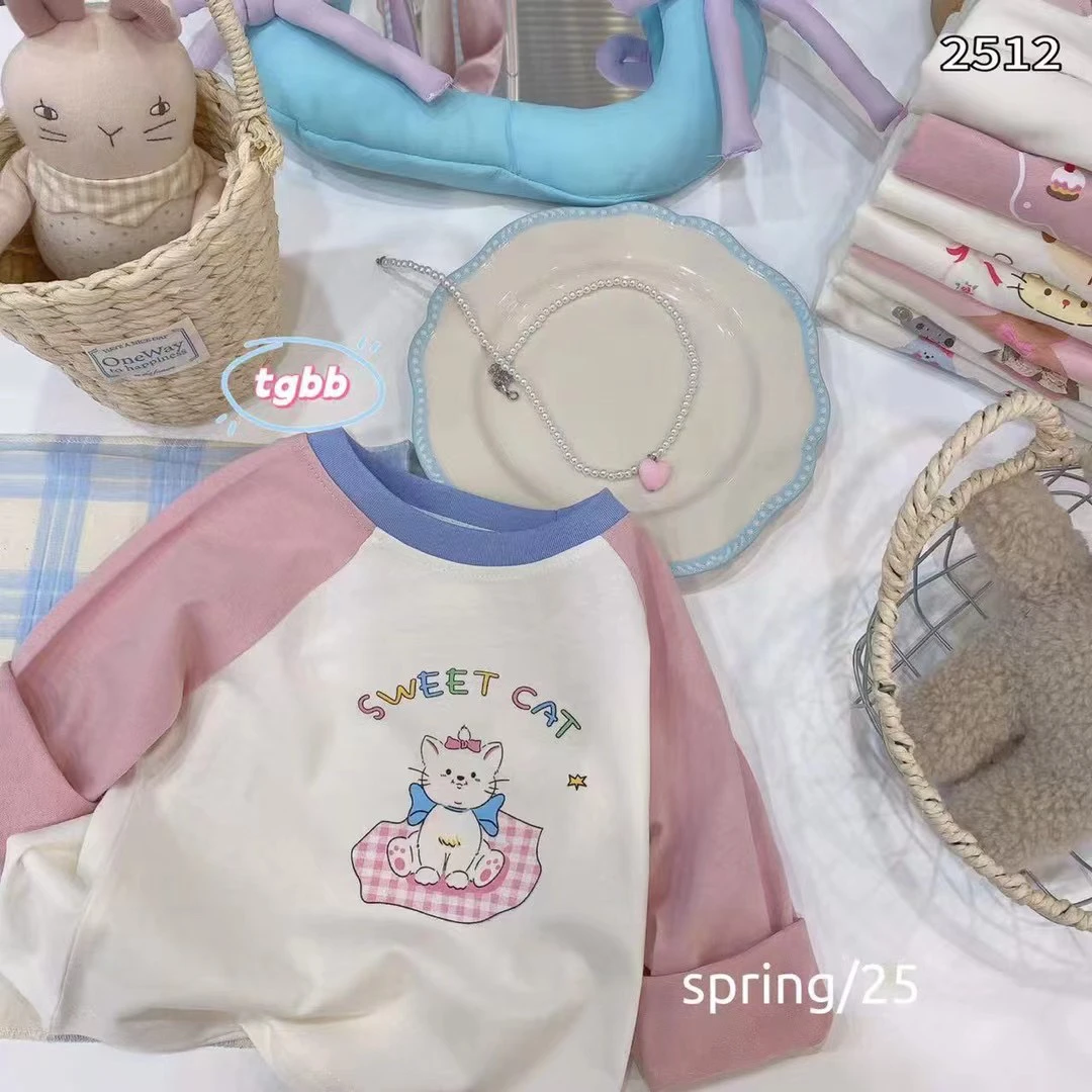 女童长袖打底T恤春秋款上衣圆领休闲打底衫