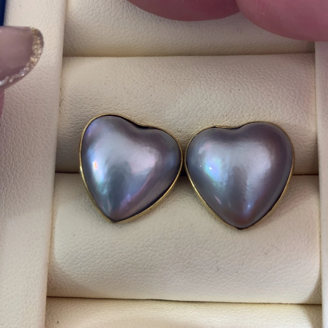 耳饰银S925镶嵌拼合珍珠（马贝珠）