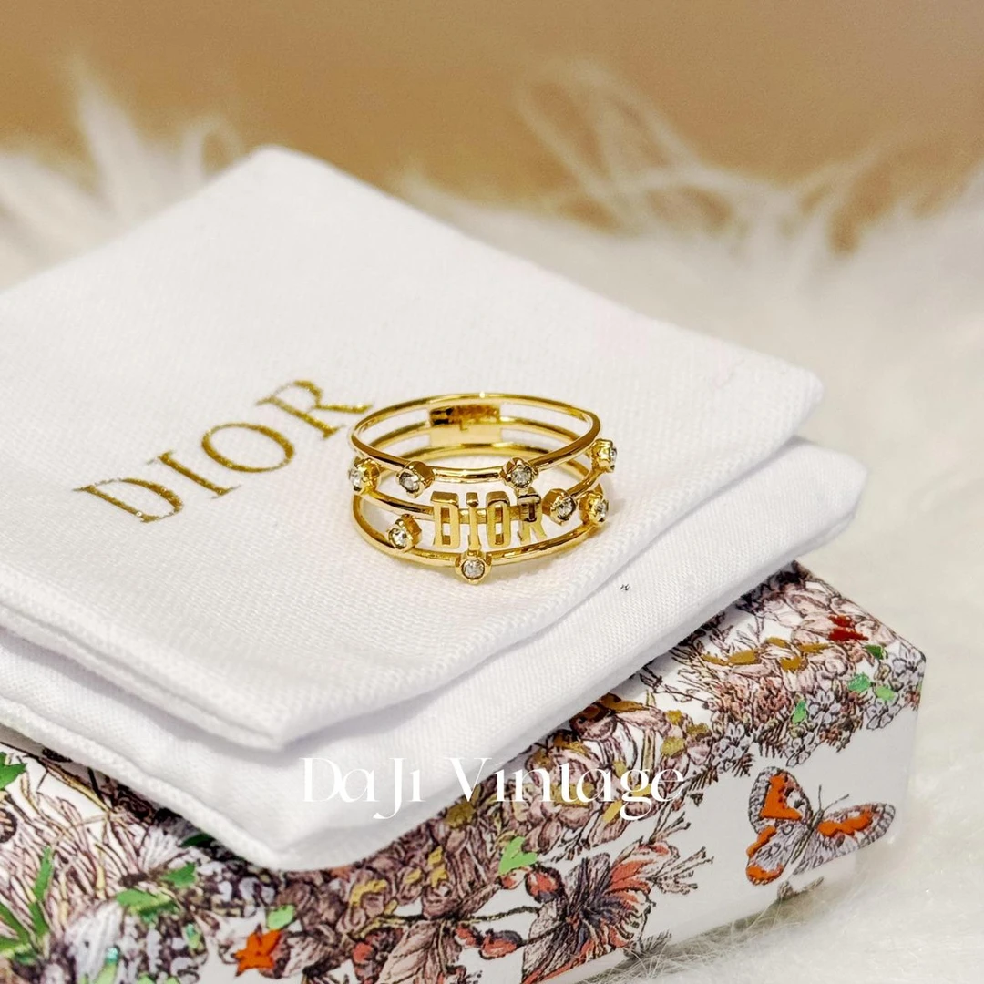 大吉中古/Dior迪奥金色镶钻戒指