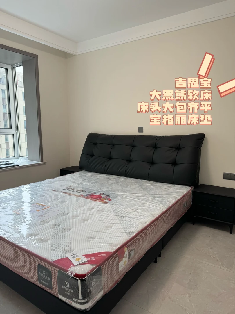 意式极简简约风生态真皮大黑熊主卧双人软床