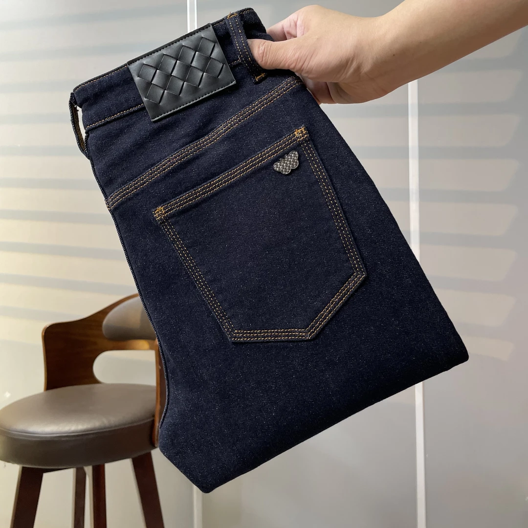 专柜品质设计师弹力修身小直筒时尚男士轻奢牛仔裤秋冬原色牛仔裤