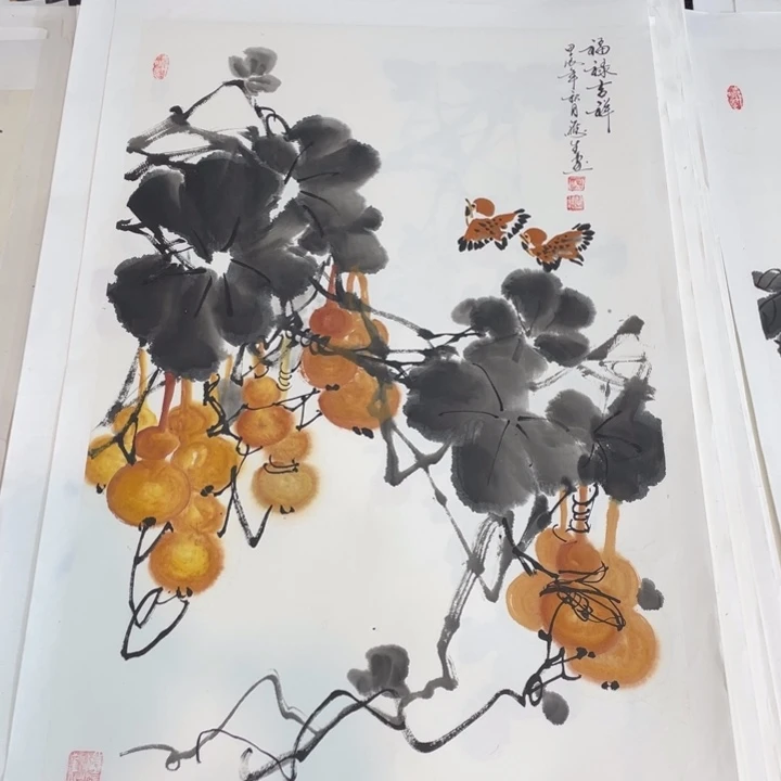 国画四尺三开作品一幅