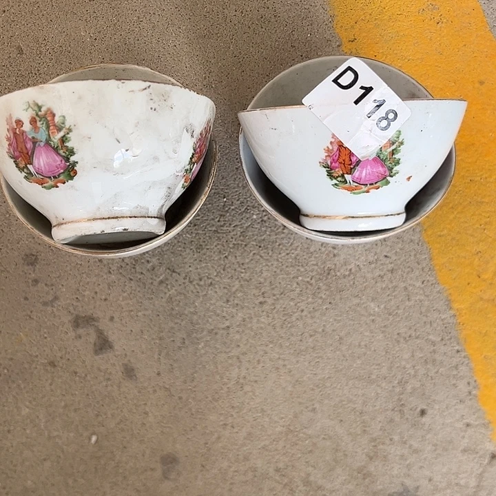 八九十年代高岭土盘碗碟有矿点D118 4.25寸