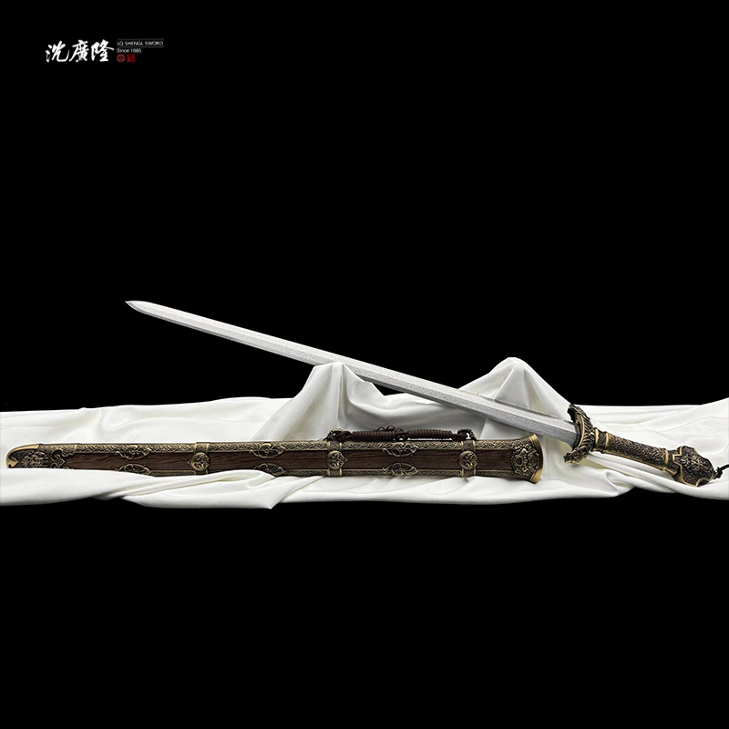 龙泉沈广隆-天玑剑经典版 鸡翅木 合金 花纹钢 宝剑 未开刃