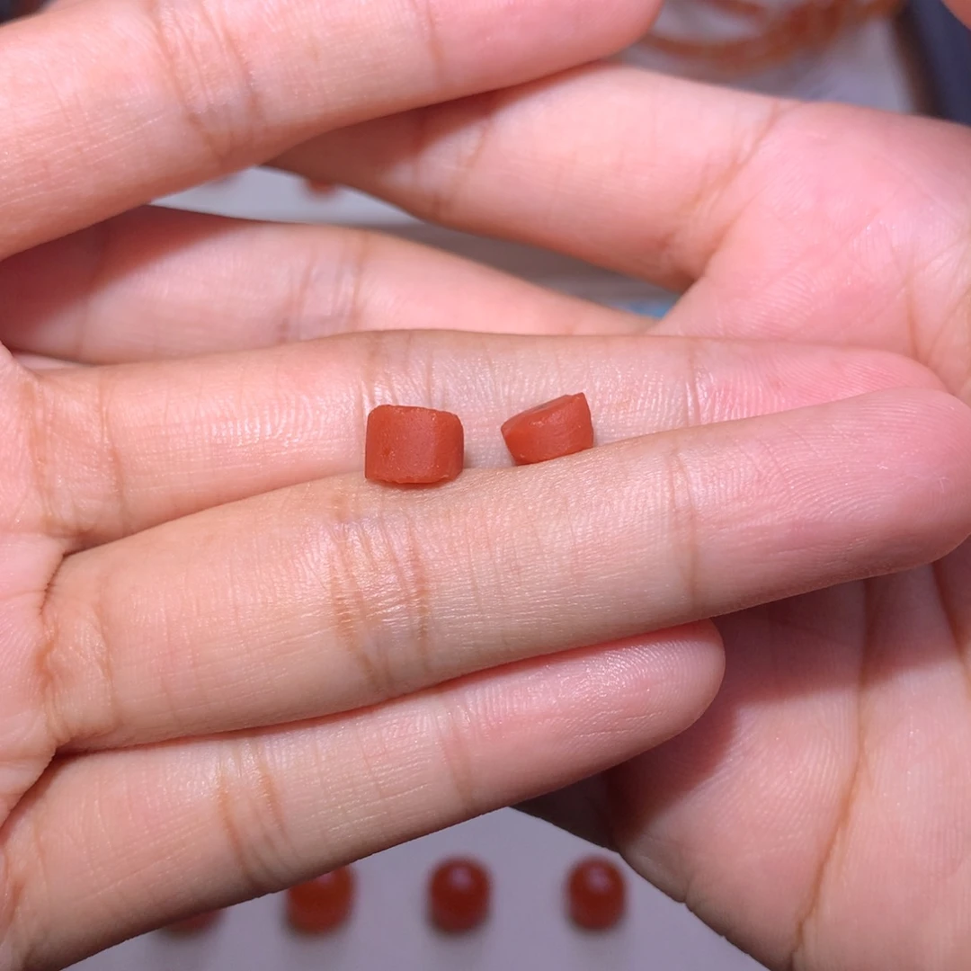 用***0未镶嵌药片6×3.5对珠南红玛瑙微微纹
