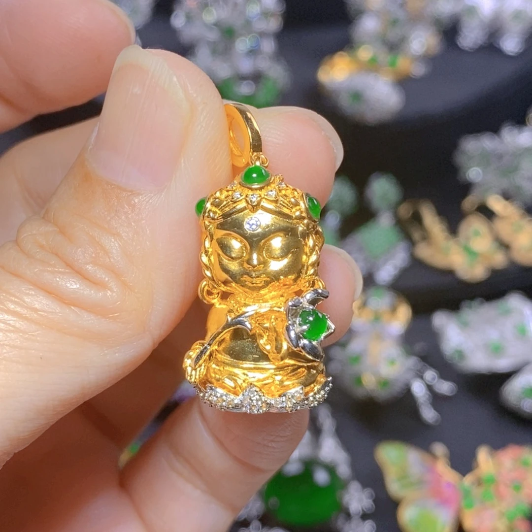 翡翠银S925镶嵌毛衣链天然翡翠