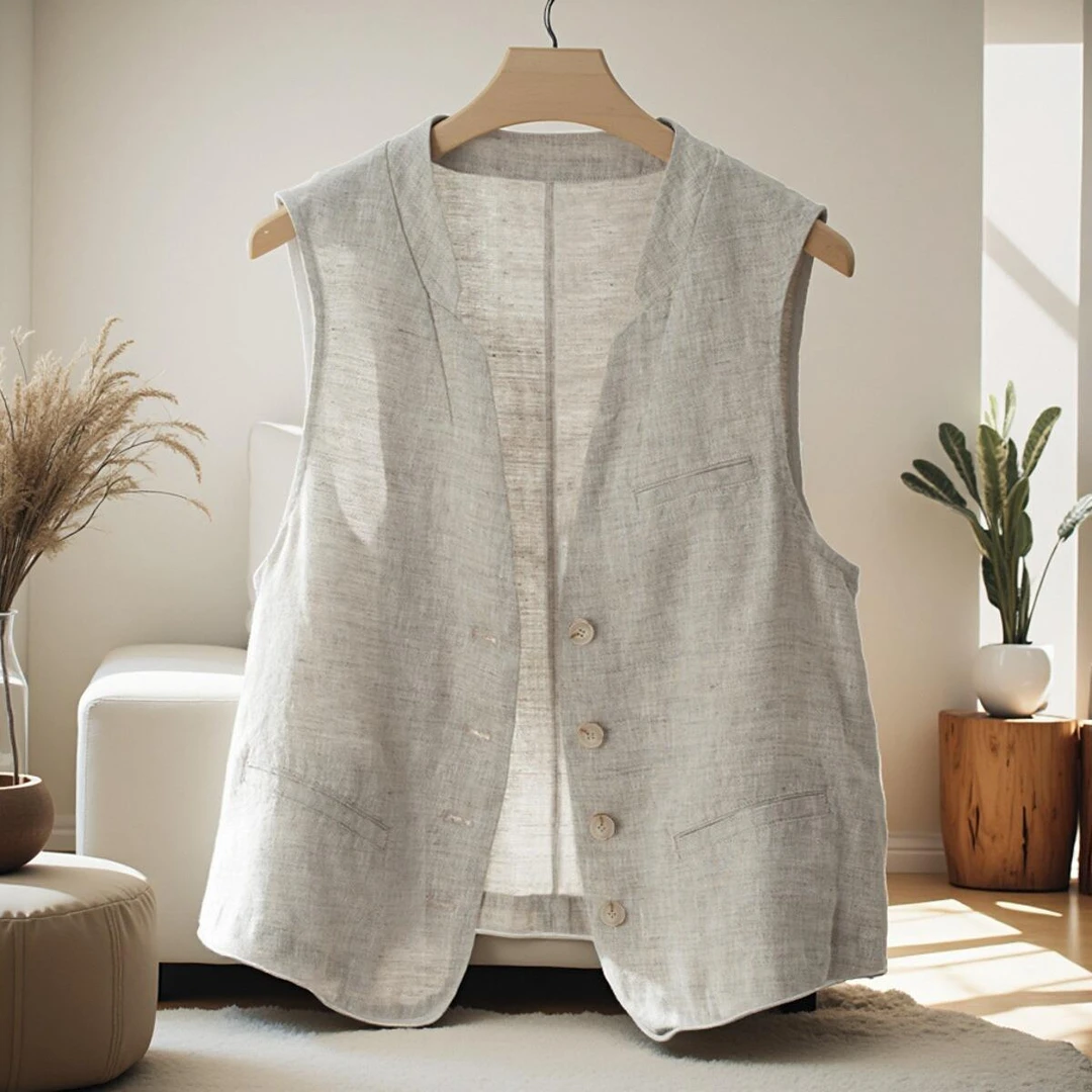 商场折扣店撤柜亚麻马甲女2025新款外穿无袖背心棉麻单层马夹外套