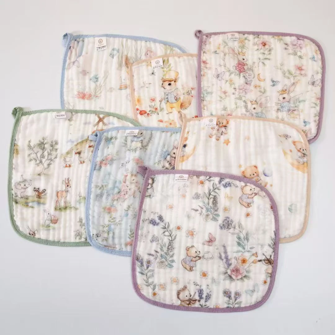 【麦菲熊层方巾】麦菲熊竹棉6层玉竹方巾婴幼儿宝宝方巾口水巾方巾