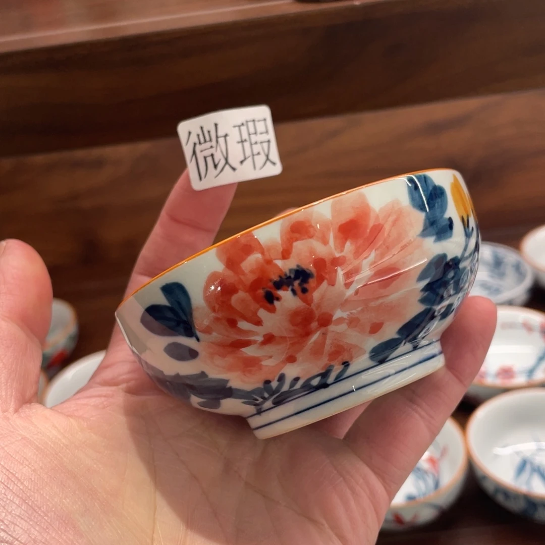 釉下手绘茶具微瑕