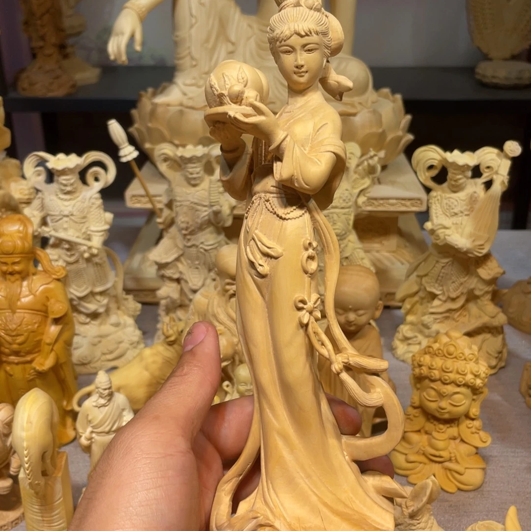 黄杨木瑕疵麻姑献寿