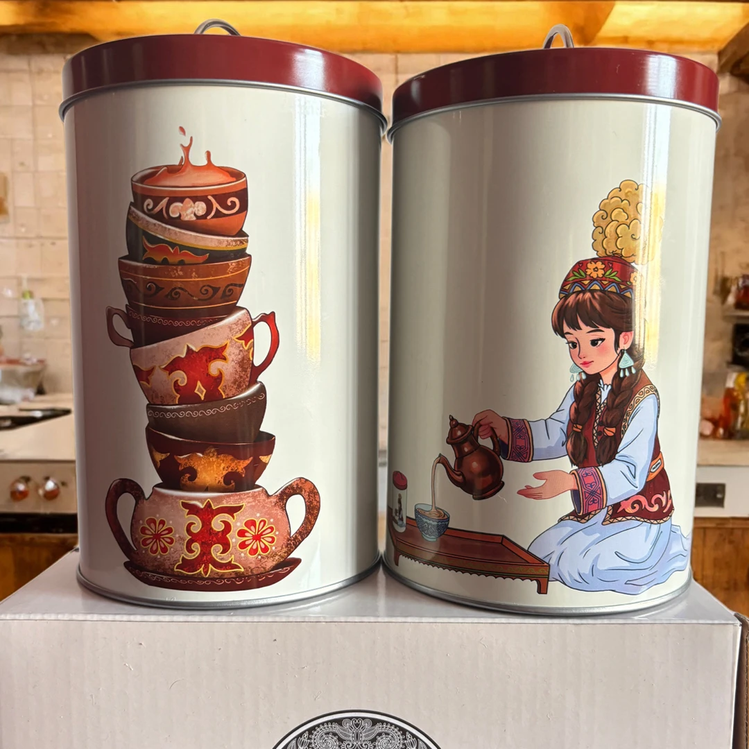 民族风图案茶叶罐两件套