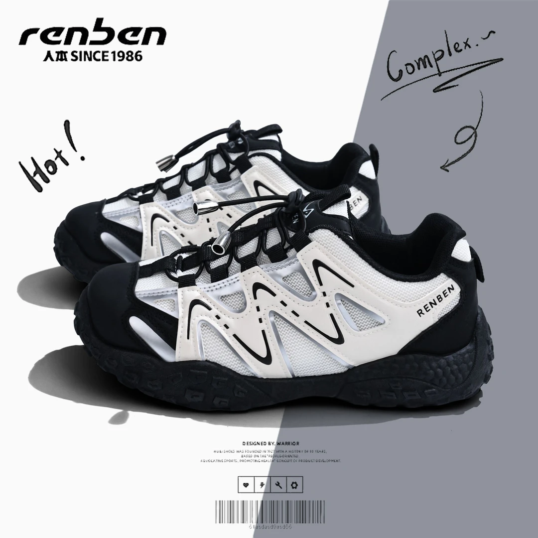 人本防滑运动女鞋黑色一脚登ins秋季韩版百搭时尚透气跑步鞋子女