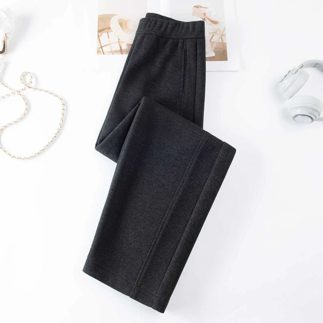 弯刀裤秋冬长裤高腰直筒裤休闲裤直筒打底裤加厚冬季针织百搭外穿