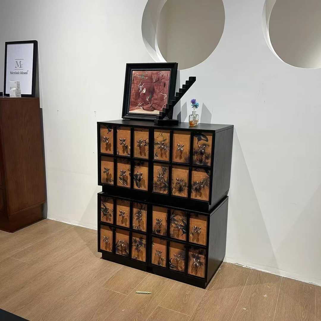 【蝶语柜】中古实木床头柜斗柜法式艺术组合卧室床头电视卡门柜储物