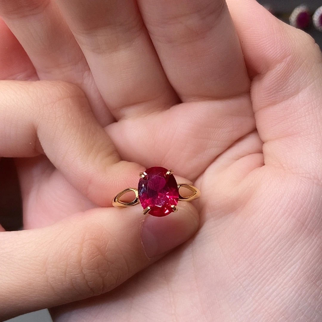 红宝石戒指银S925镶嵌