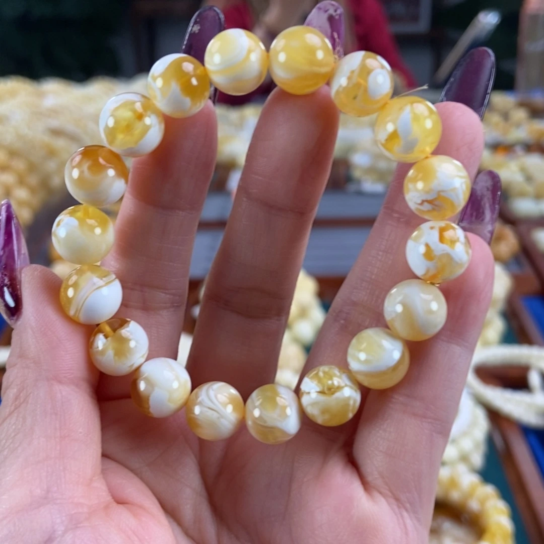 未镶嵌琥珀珠宝奇石10圆珠12.3