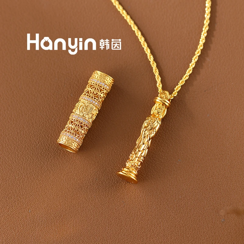 铜合金项链 60cm加长国潮随身佛吊坠立体重工新中式项链