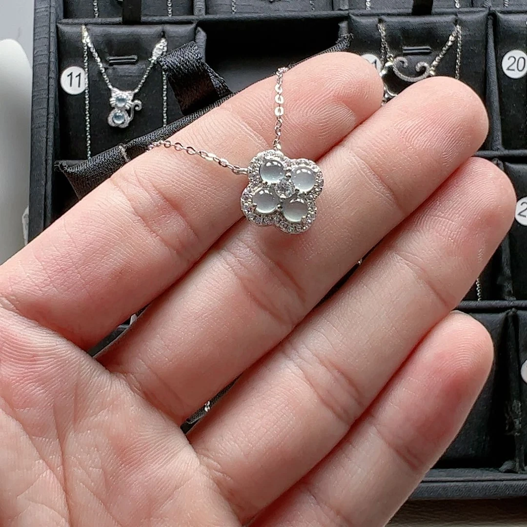 翡翠手链银S925镶嵌蔚*天然翡翠A货