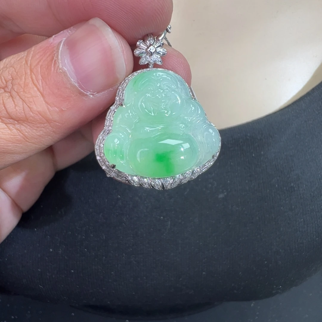 翡翠18K金镶嵌吊坠(不含链)