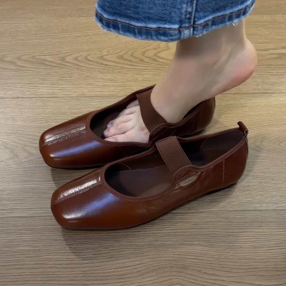 单鞋2025新款单鞋英伦风牛皮芭蕾舞鞋柔软女鞋百搭气质单鞋春夏