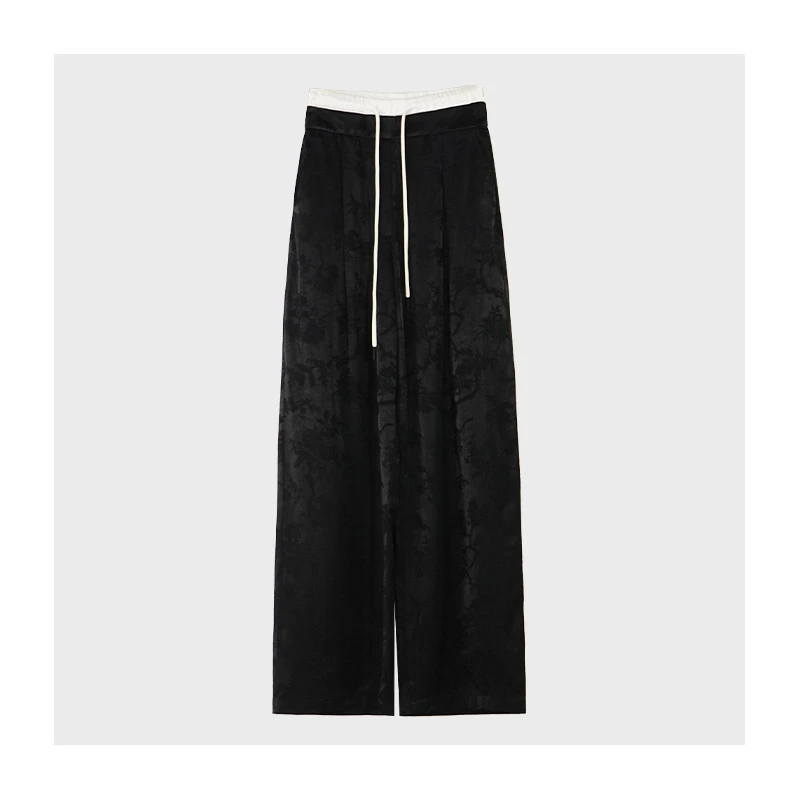 【艺洋穿搭】新款女装轻奢气质印花长裤轻薄休闲百搭阔腿裤