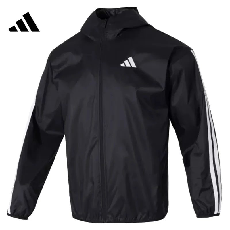 adidas/阿迪达斯男款运动条纹连帽拉链防风长袖夹克外套IM7848