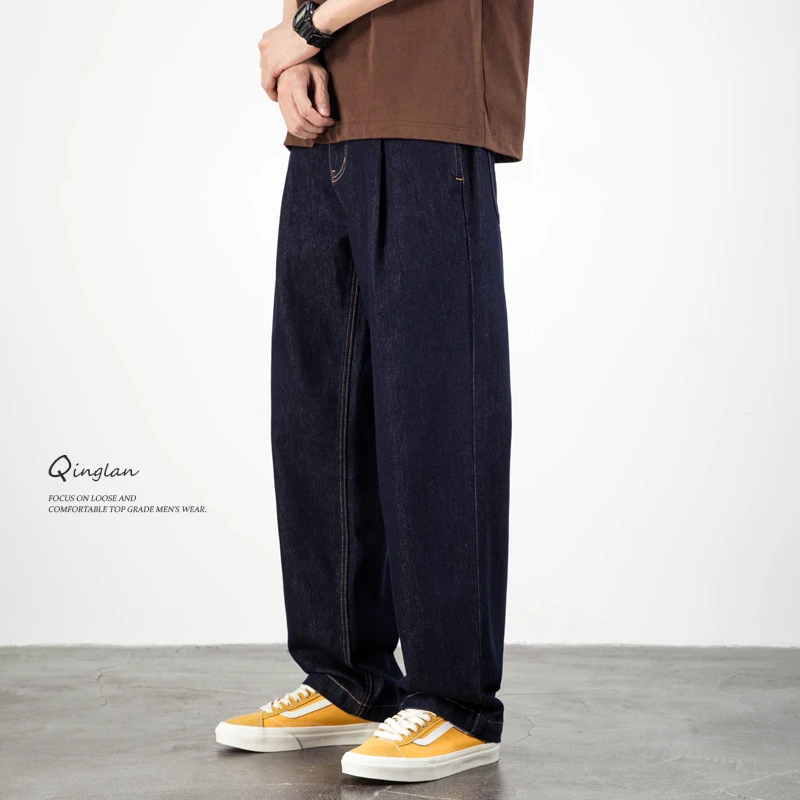 美式复古牛仔裤男直筒宽松潮牌休闲大码原色纯棉痞帅裤子秋季新款