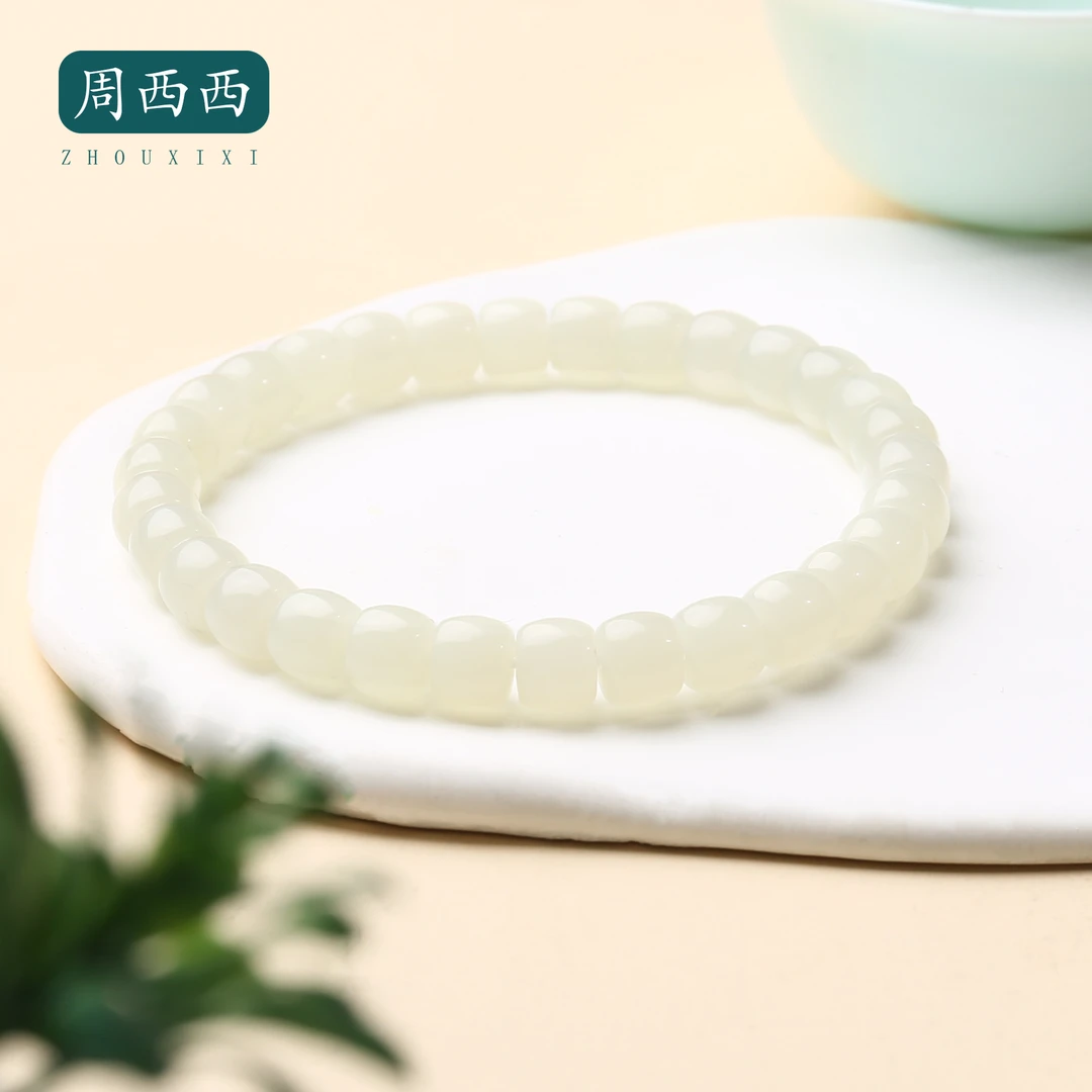 周西西精美珠宝白玉直切手串6.8mm气质百搭多样性发货17789