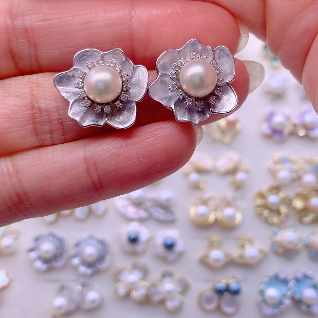 合金淡水珍珠耳饰