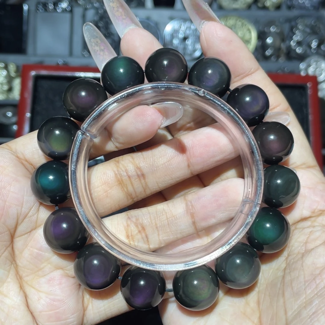 【闪购商品】未镶嵌黑曜岩手串漫**雨