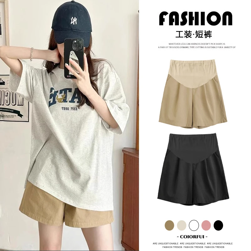 2025孕妇短裤夏季外穿安全裤子薄款托腹休闲阔腿五分裤孕妇运动裤