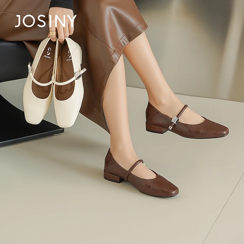 卓诗尼女鞋复古玛丽珍2025春季新款休闲时尚百搭尖头一脚蹬女单鞋