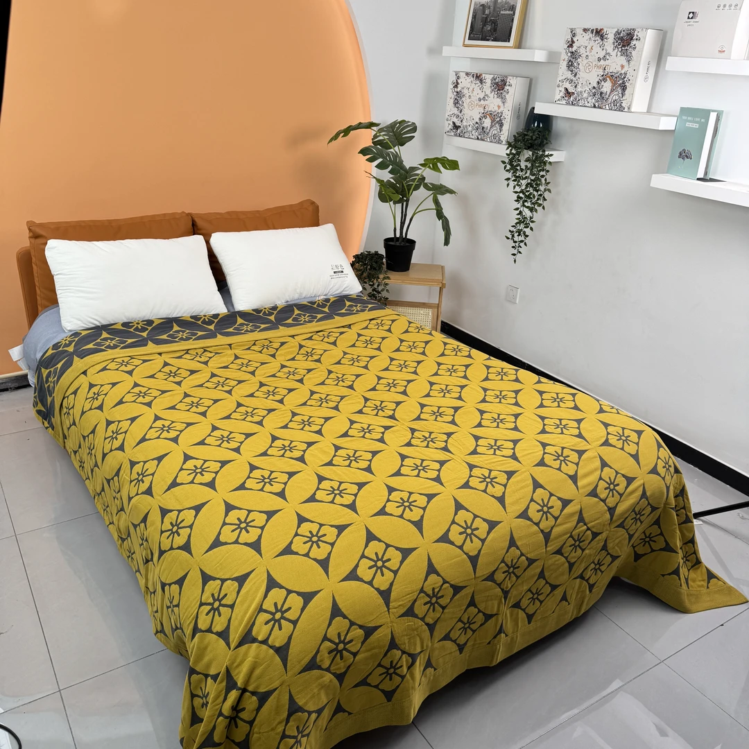 【1854菱形格】纯棉多功能盖毯230*250