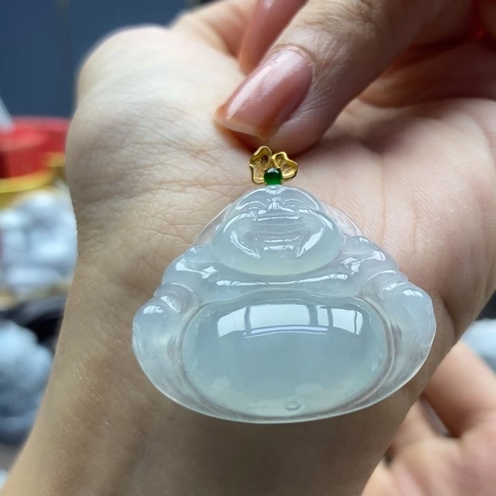 翡翠18K金镶嵌颈饰吊坠35