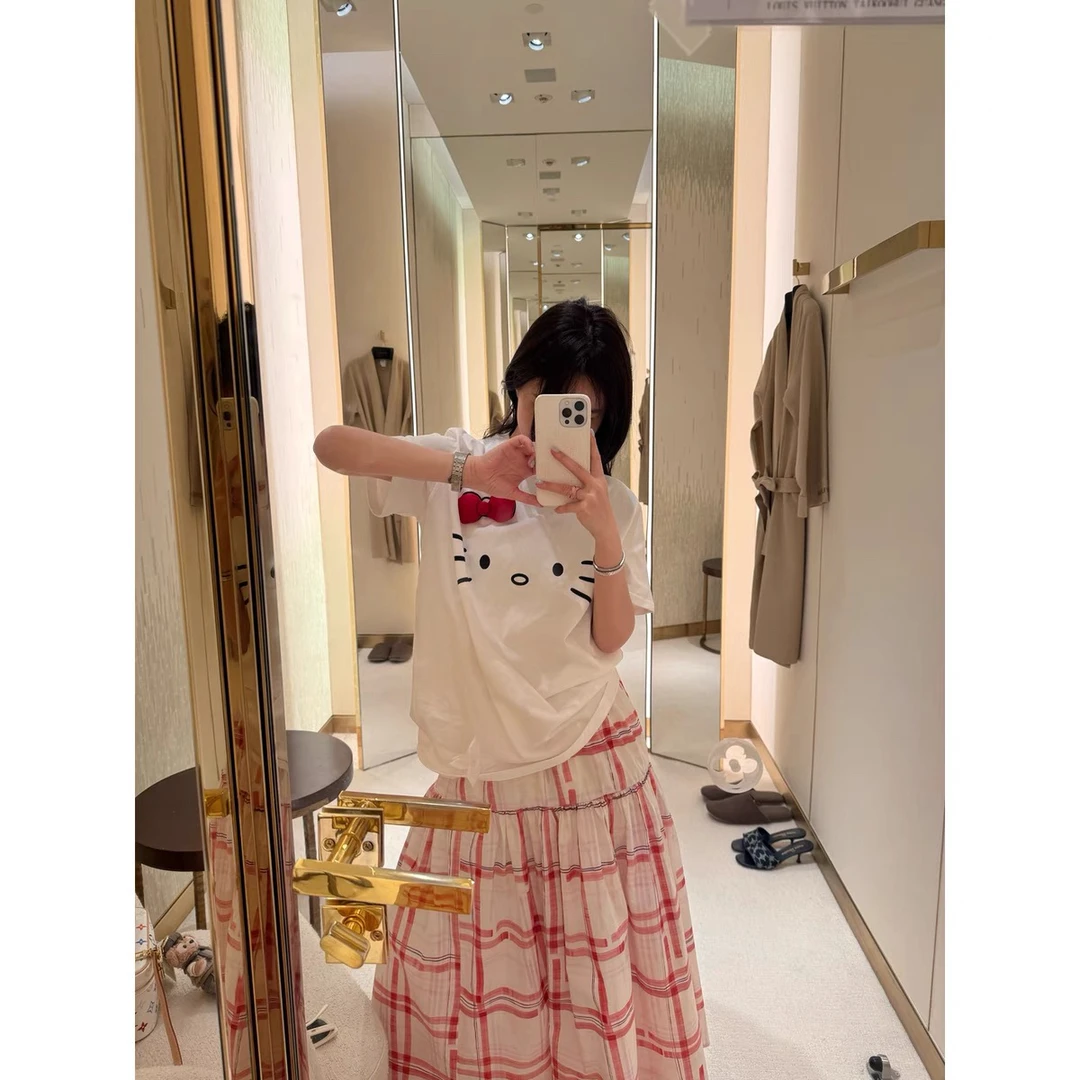 灰灰呀！好可爱！Kitty假期 猫咪立体蝴蝶结短袖T恤 (配件可以脱卸)