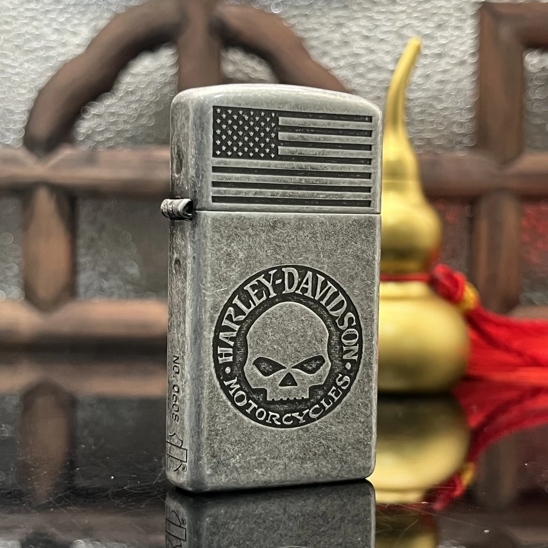 ZIPPO/之宝打火机 哈雷骷髅窄机古银【小飞甄选】DYJ1