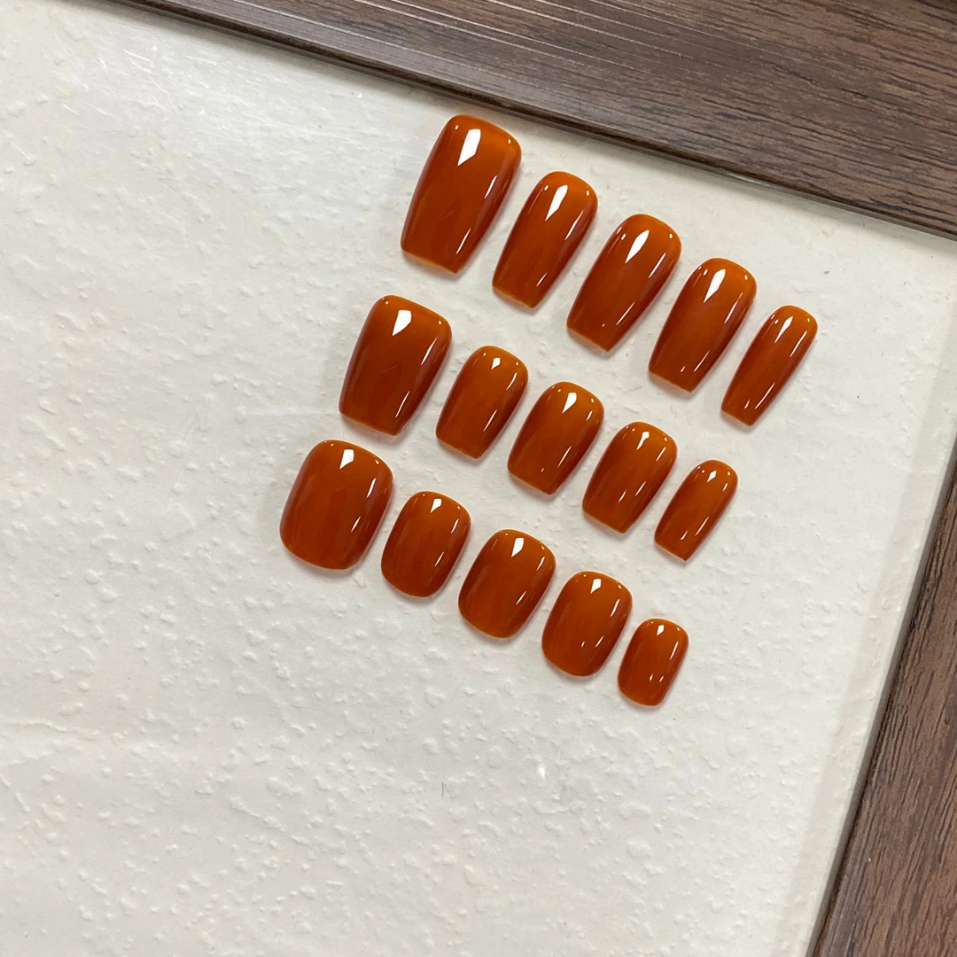 ZY【透感设计-巴黎早秋】纯色高品质显白中短款纯手工美甲穿戴甲片