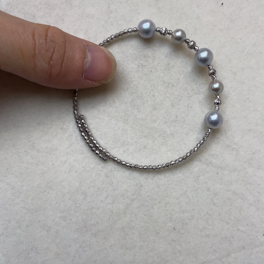 手镯海水珍珠银S925镶嵌