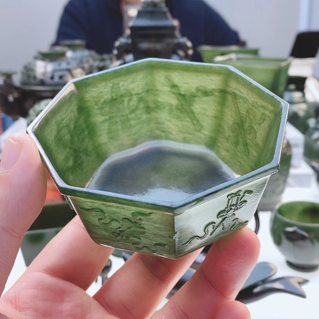 和田玉（青玉）把件未镶嵌满**学