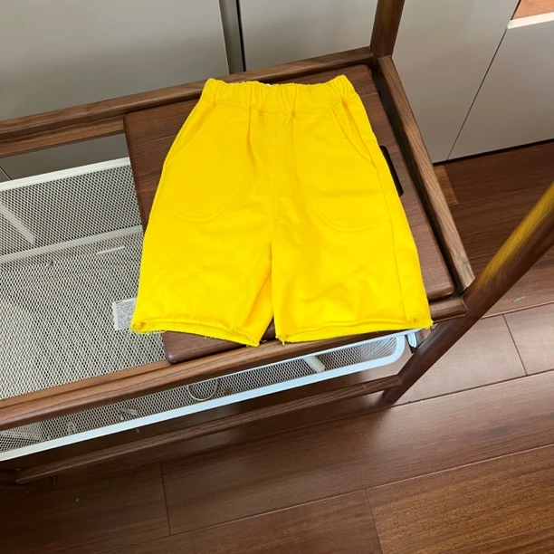 【编号H916】112-04-儿童休闲纯色休闲短裤黄色-XDM