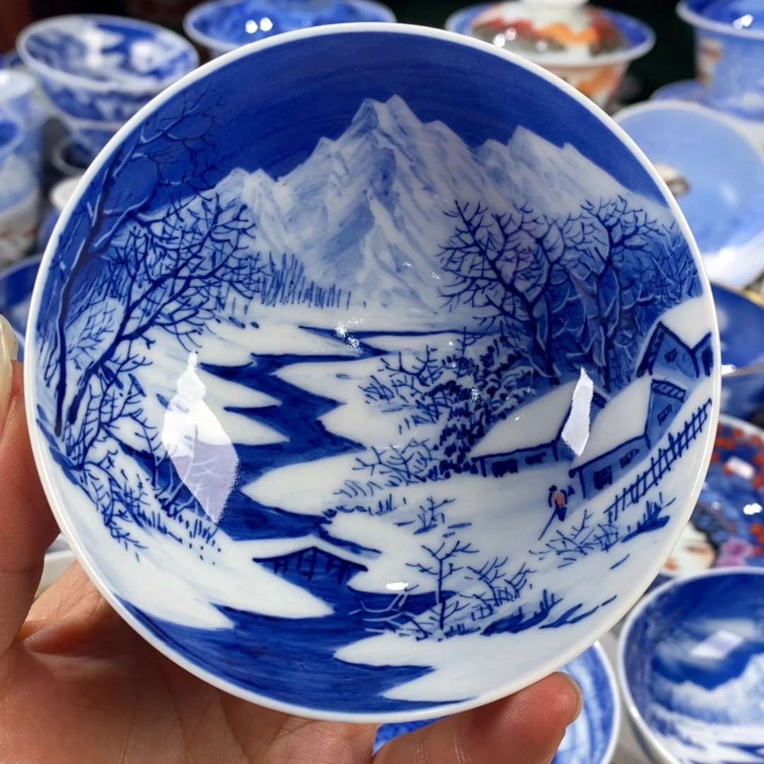 青花雪景主人杯杯