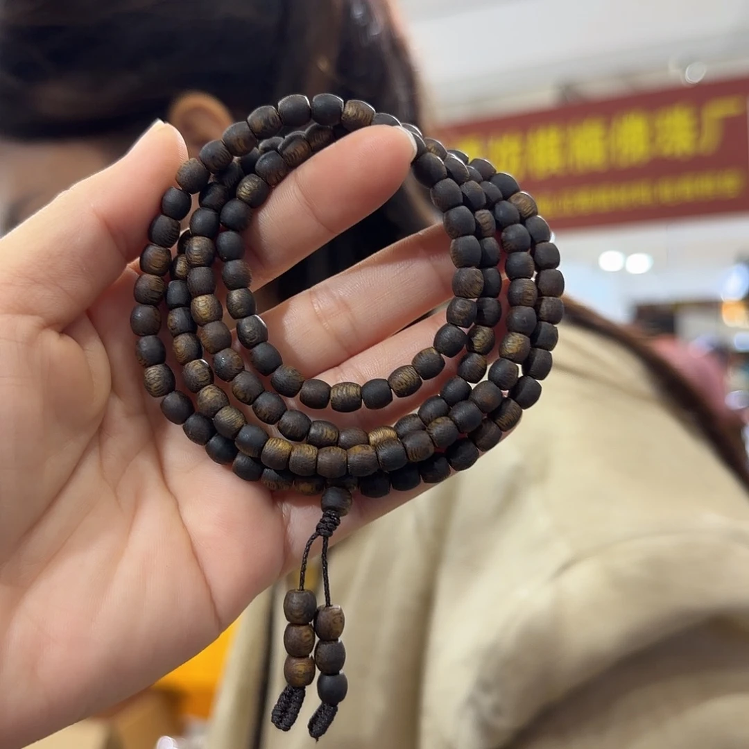 手串沉香海南黑奇高货鼓珠多圈一条0.5mm